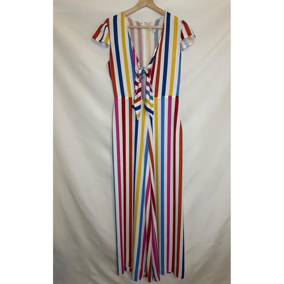 COLOR ME COURTNEY Sheree Colorful Striped Jumpsuit SIZE 6 - Picture 4 of 11